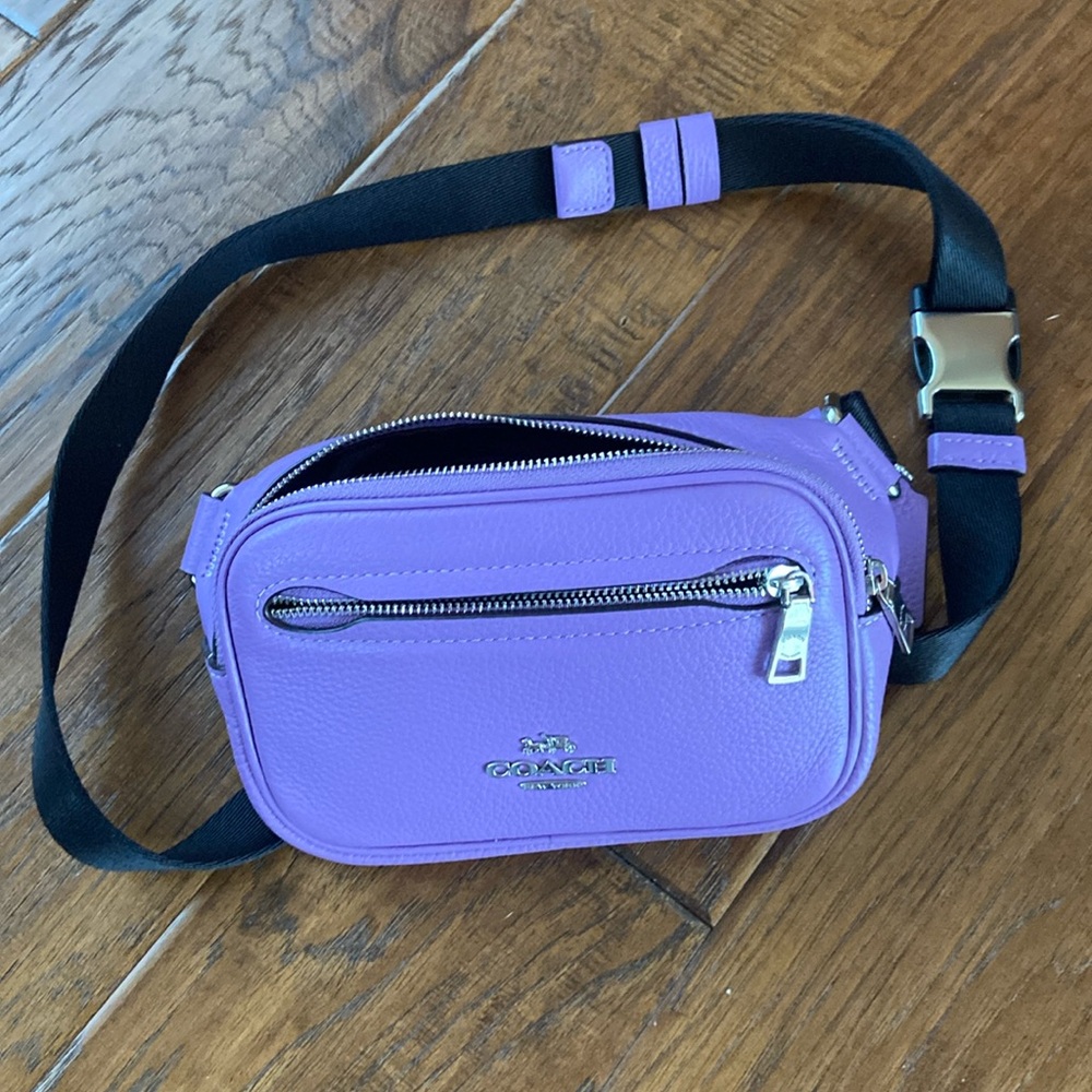 Purple Coach crossbody sling belt bag